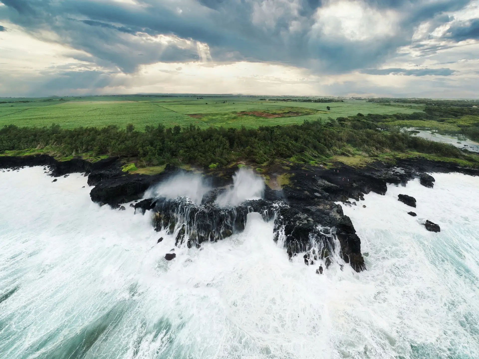 Falaises et houle à Grand Port, sud de l'île Maurice